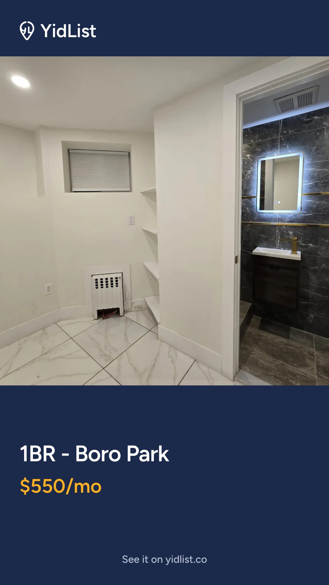 Share card: 1BR - Boro Park - $550/mo